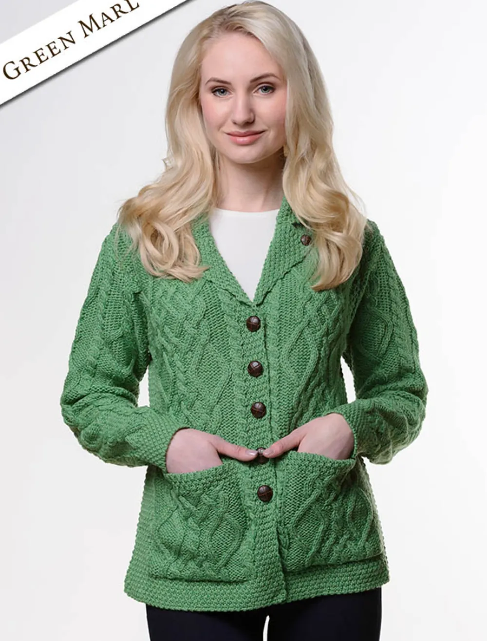 Sale Revere Button Collar Aran Cardigan Women Cardigans, Jackets & Coatigans