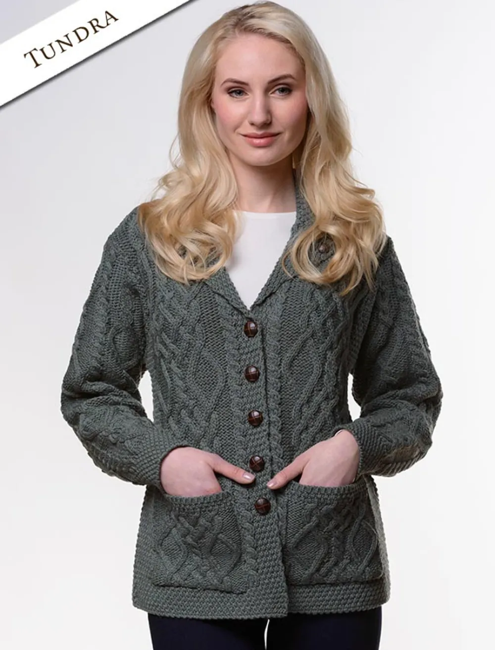 Sale Revere Button Collar Aran Cardigan Women Cardigans, Jackets & Coatigans