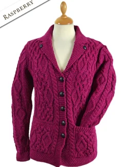 Sale Revere Button Collar Aran Cardigan Women Cardigans, Jackets & Coatigans