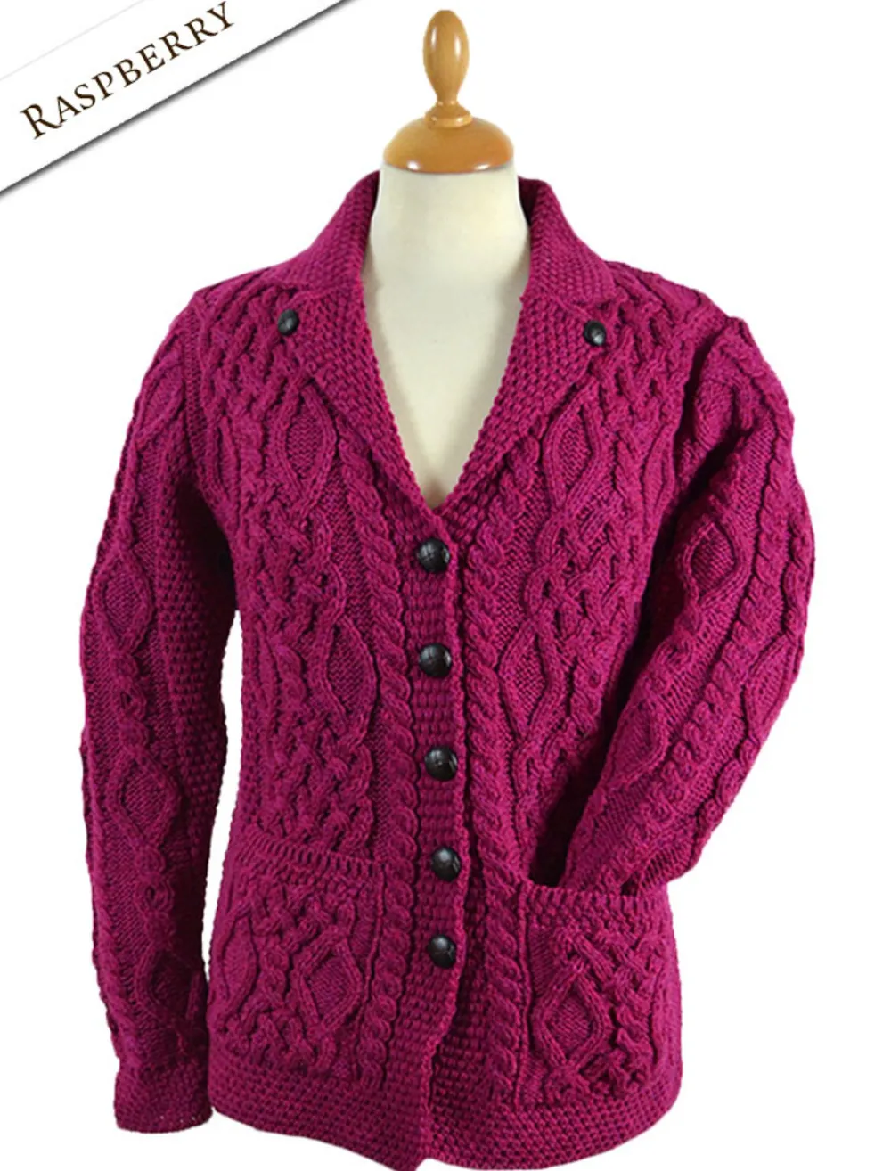 Sale Revere Button Collar Aran Cardigan Women Cardigans, Jackets & Coatigans