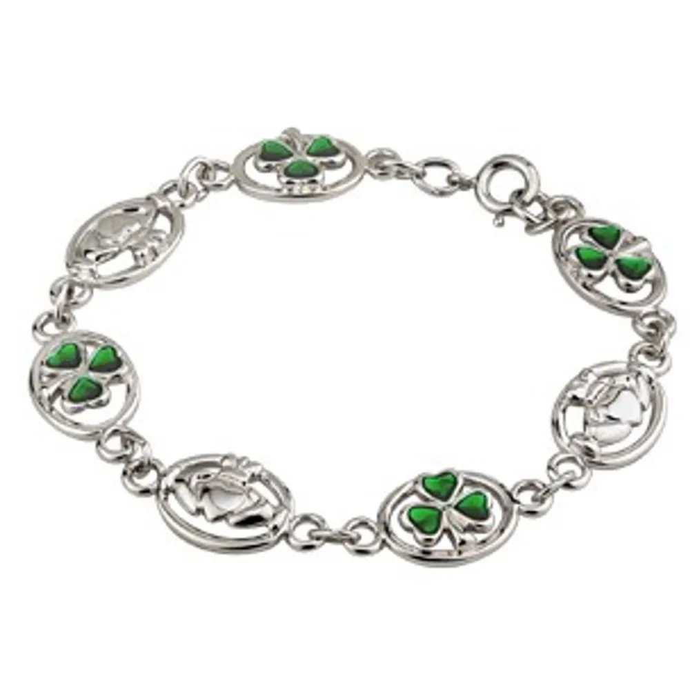 Flash Sale Rhodium Plated Claddagh & Shamrock Bracelet Women Jewelry|Jewelry