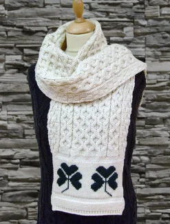 Online Shamrock Merino Wool Scarf Women Knitted Wool Scarves|Knitted Wool Scarves