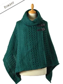 Sale Shawl Collar Poncho with Leather Buckle Detail Women Ponchos, Capes & Shawls