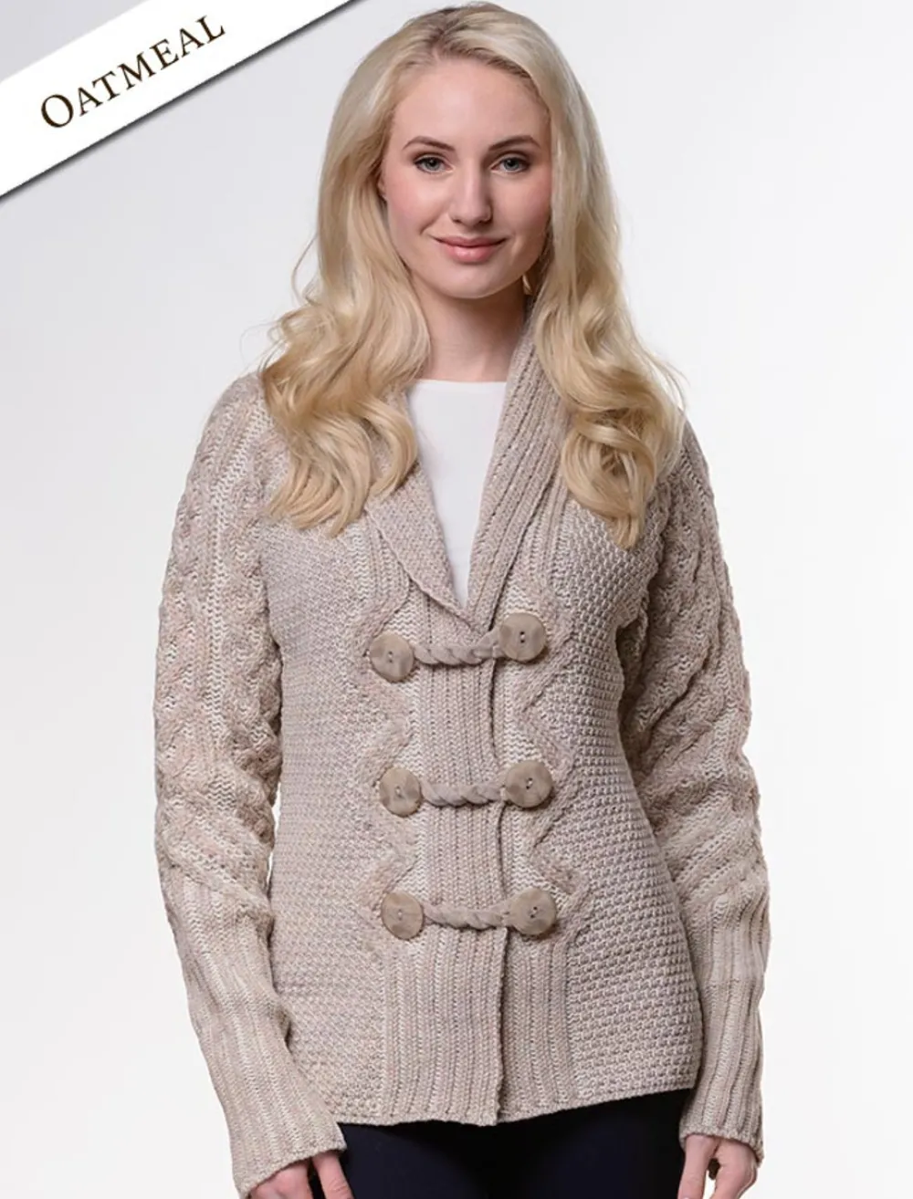 Shop Shawl Neck Two-Tone Merino Cardigan Women Cardigans, Jackets & Coatigans
