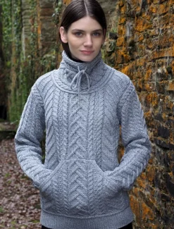 Hot Super Soft Aran Cowl Neck Sweater Women Sweaters