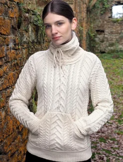 Hot Super Soft Aran Cowl Neck Sweater Women Sweaters
