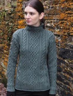 Shop Super Soft Aran Roll Neck Sweater Women Sweaters