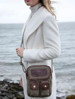 Flash Sale Traditional Tweed & Leather Double Pocket Bag Women Bags And Satchels|Bags And Satchels