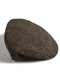 Discount Trinity Tweed Flat Cap - Brown with Red Irish Flat Caps