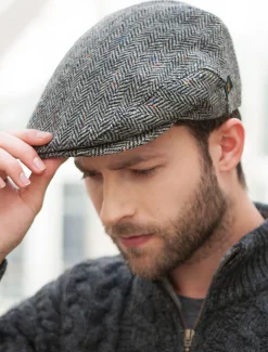 Outlet Trinity Tweed Flat Cap - Grey Irish Flat Caps