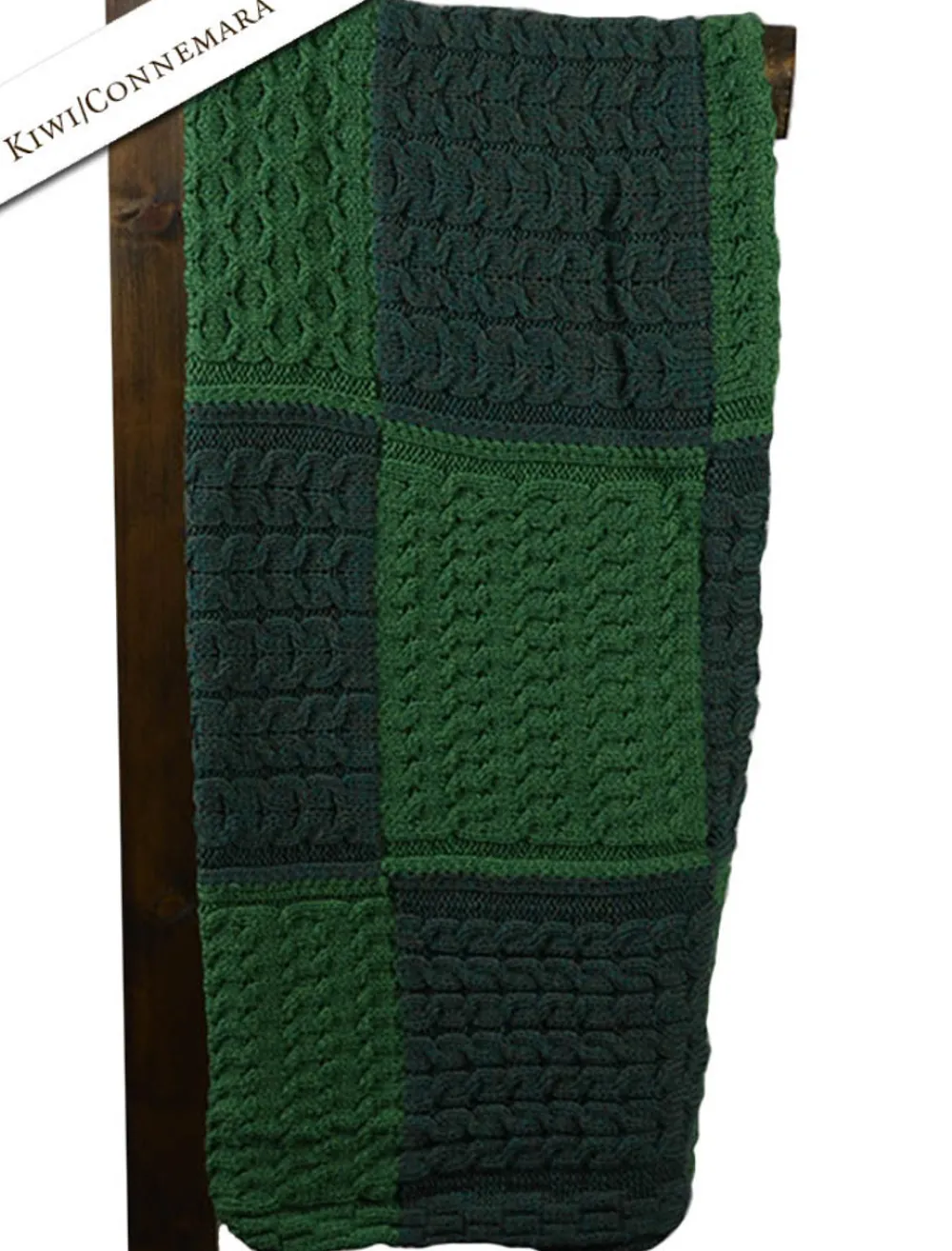New Two-Tone Aran Patchwork Throw Knitted Wool Throws