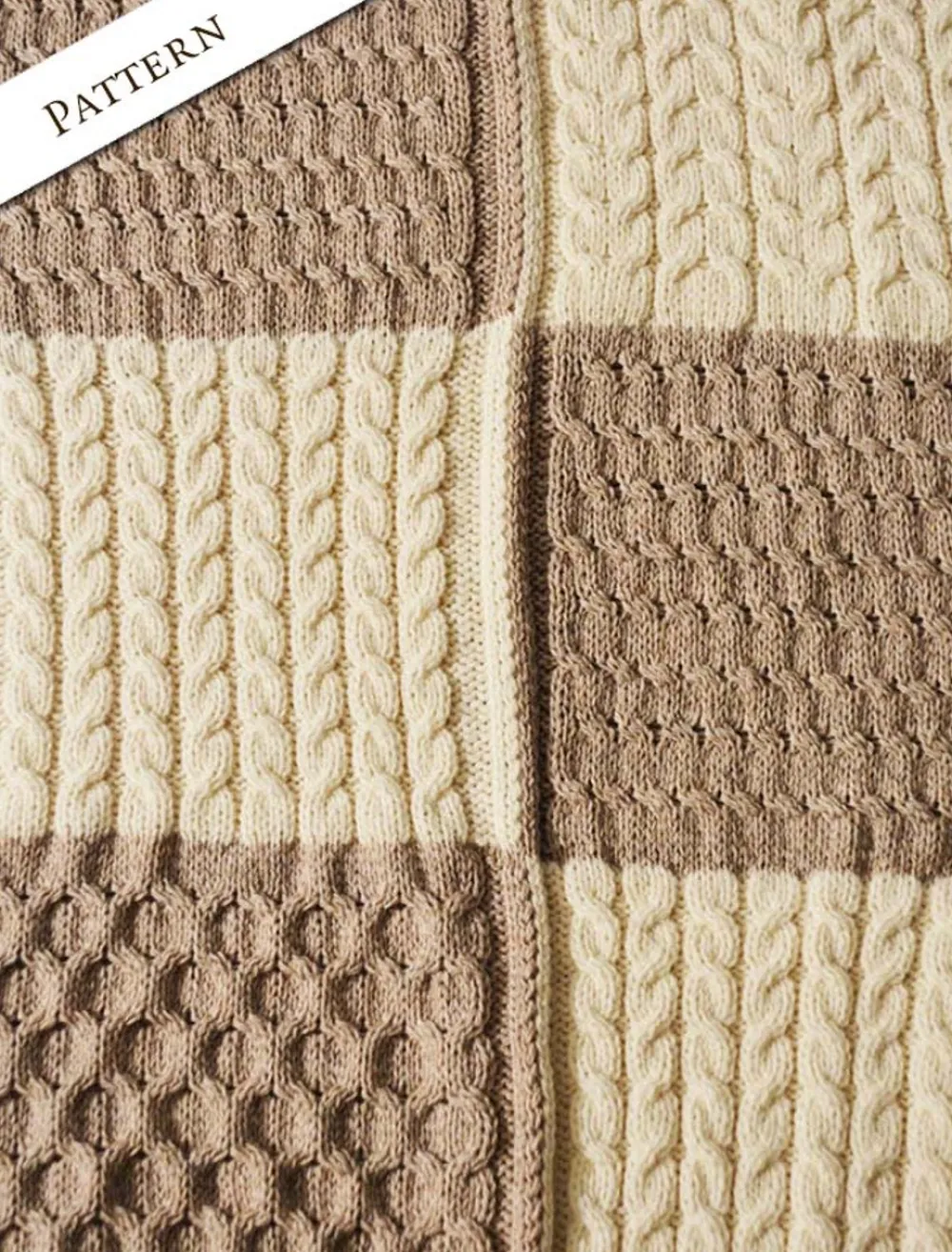 New Two-Tone Aran Patchwork Throw Knitted Wool Throws