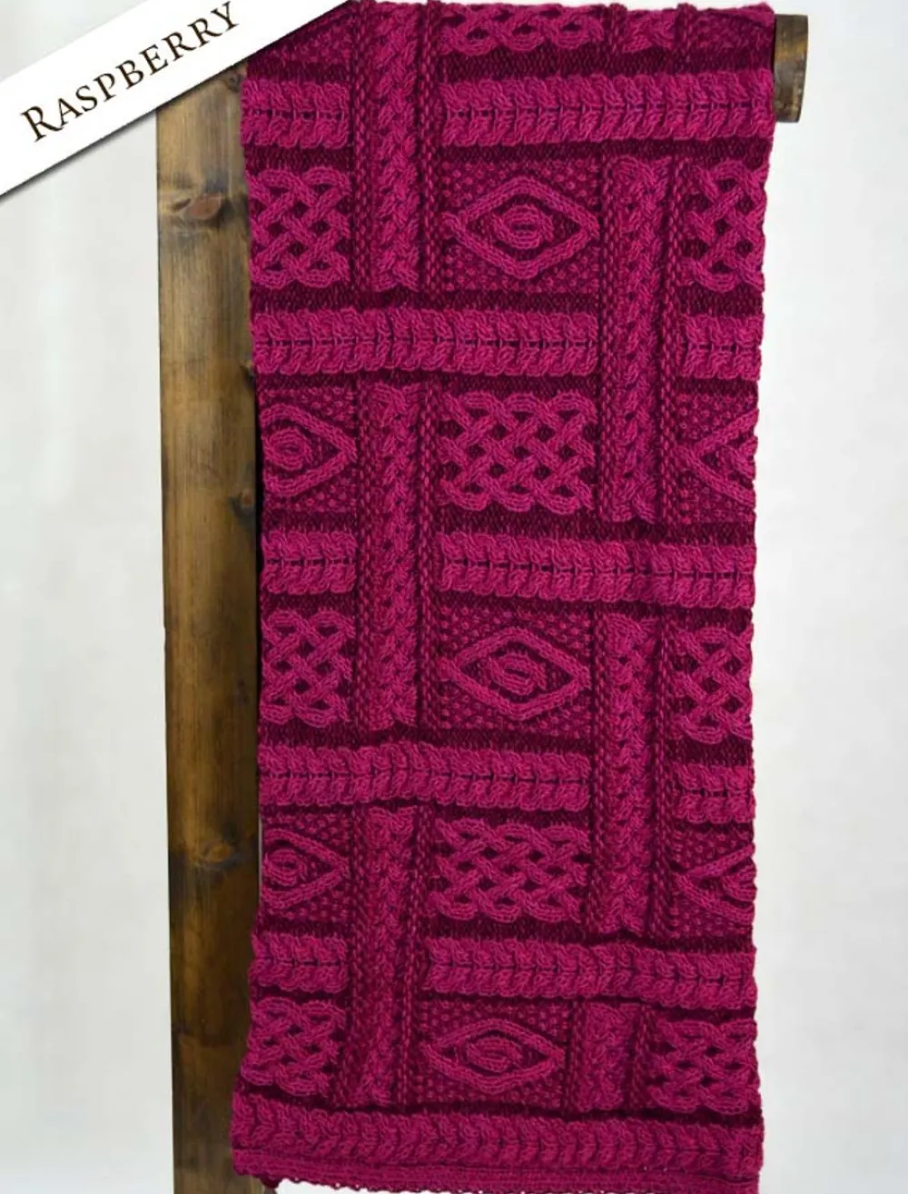 Outlet Two-Tone Aran Pleated Throw Knitted Wool Throws