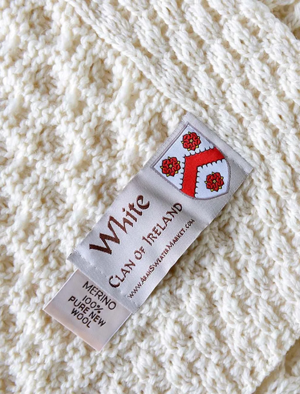 Hot White Clan Aran Throw Clan Throws