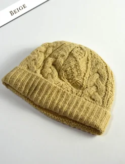 Cheap Womens Aran Fleece Lined Rib Cap Women Caps & Hats