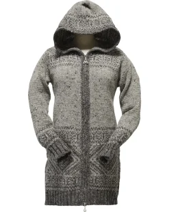 Sale Women's Fair Isle Long Hooded Coatigan with Celtic Knot Zipper Pull Women Cardigans, Jackets & Coatigans