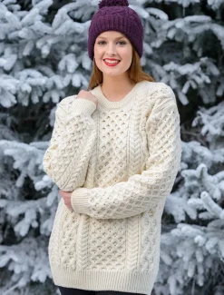 Clearance Women's Heavyweight Merino Wool Aran Sweater Women Sweaters