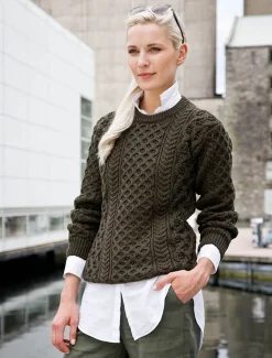 Clearance Women's Heavyweight Merino Wool Aran Sweater Women Sweaters