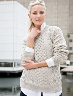 Clearance Women's Heavyweight Merino Wool Aran Sweater Women Sweaters