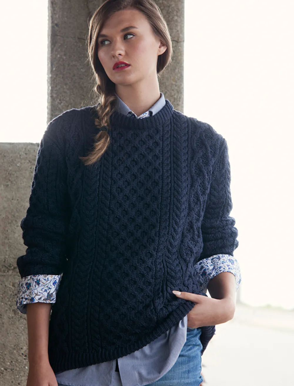 Clearance Women's Heavyweight Merino Wool Aran Sweater Women Sweaters