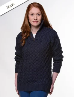 Best Sale Womens Heavyweight Merino Wool Aran Troyer Women Sweaters