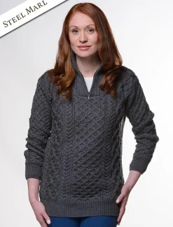 Best Sale Womens Heavyweight Merino Wool Aran Troyer Women Sweaters