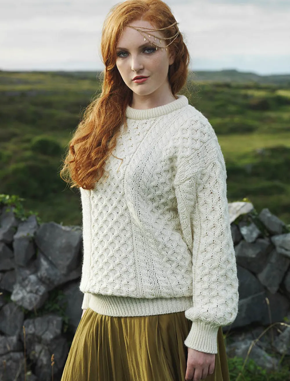 New Women's Heavyweight Traditional Aran Wool Sweater Women Sweaters
