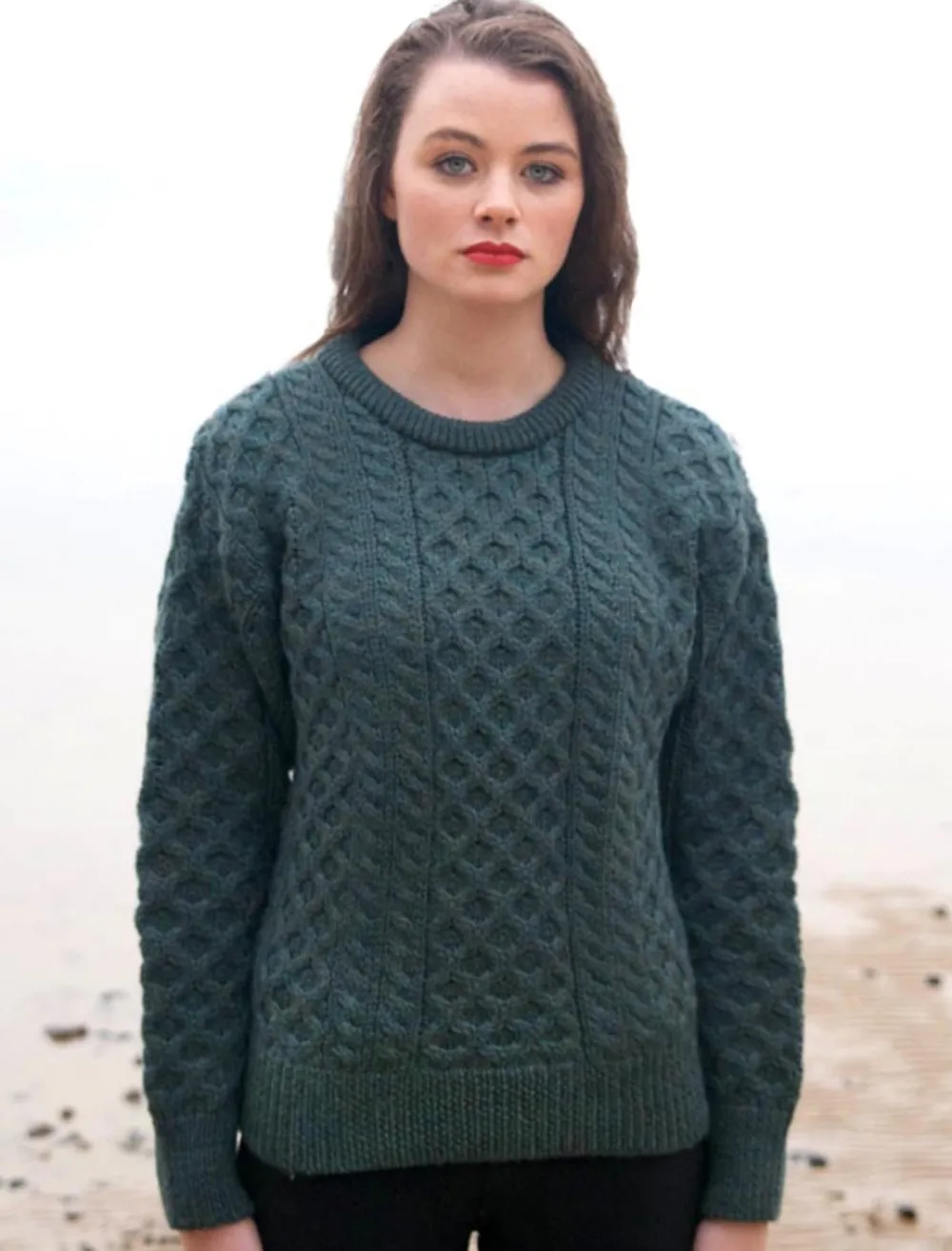 New Women's Heavyweight Traditional Aran Wool Sweater Women Sweaters