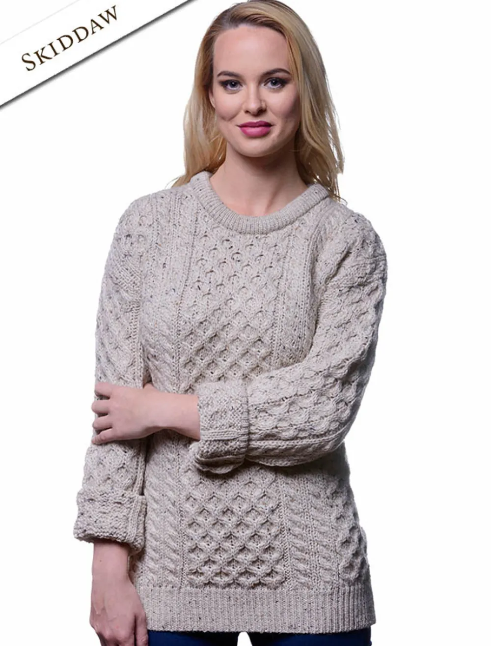 New Women's Heavyweight Traditional Aran Wool Sweater Women Sweaters