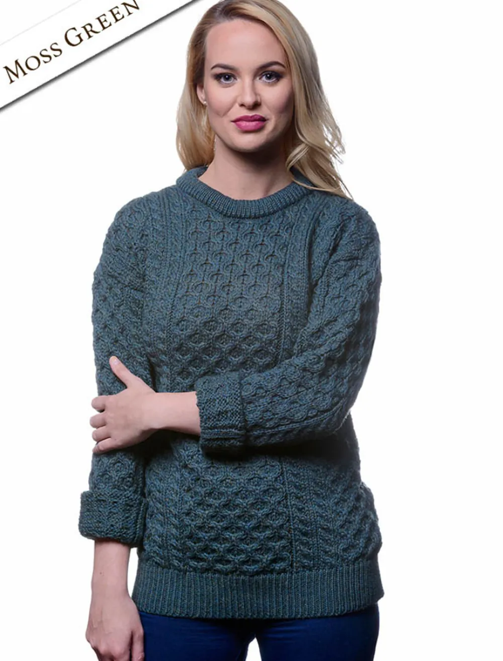 New Women's Heavyweight Traditional Aran Wool Sweater Women Sweaters