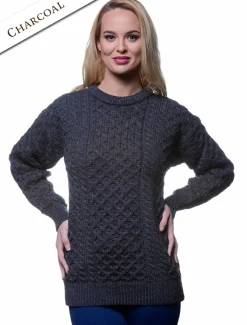 New Women's Heavyweight Traditional Aran Wool Sweater Women Sweaters