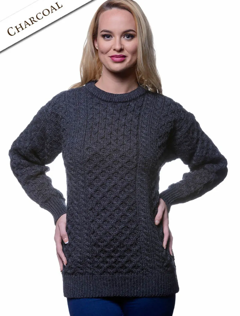 New Women's Heavyweight Traditional Aran Wool Sweater Women Sweaters