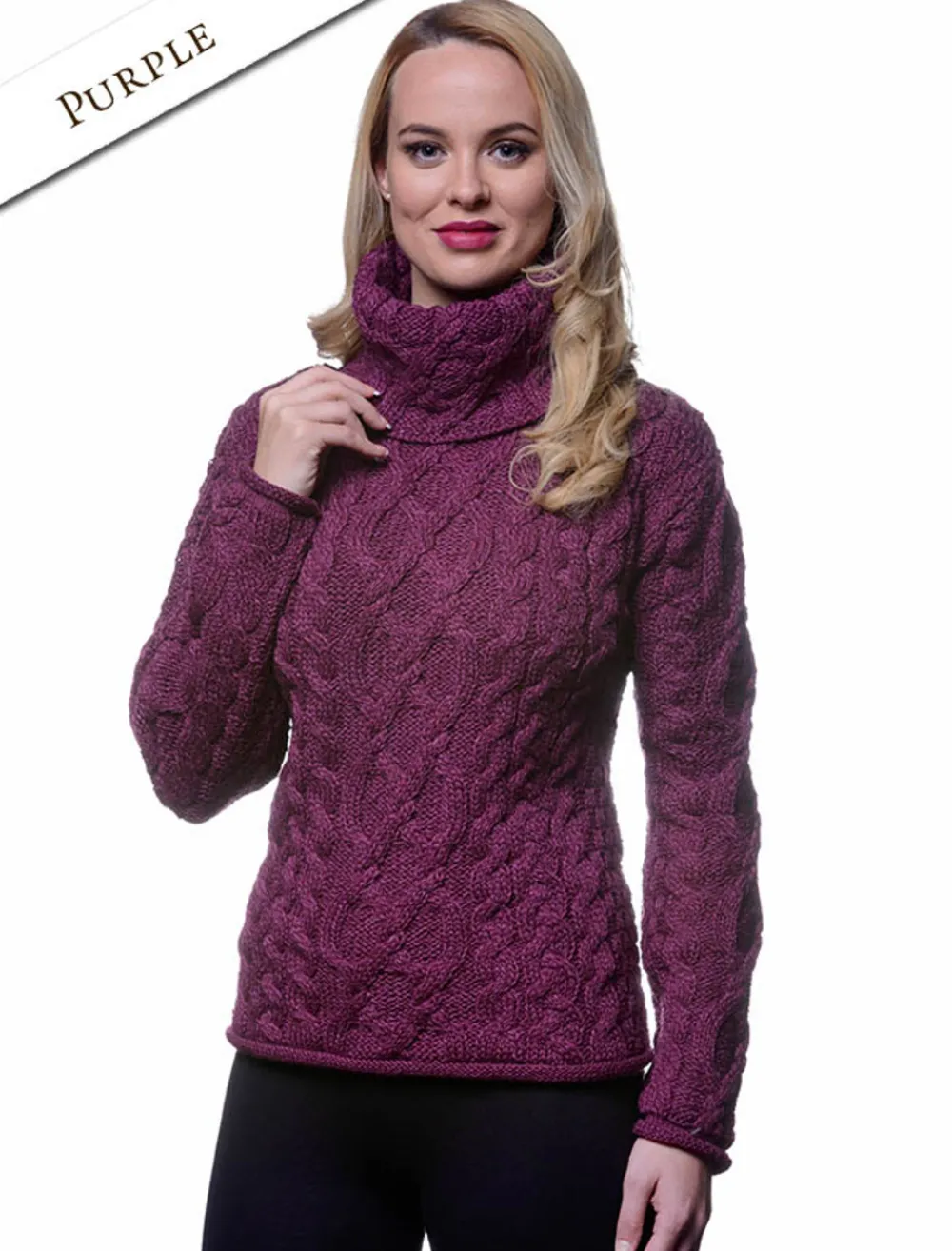 New Womens Turtleneck Cable Knit Sweater Women Sweaters
