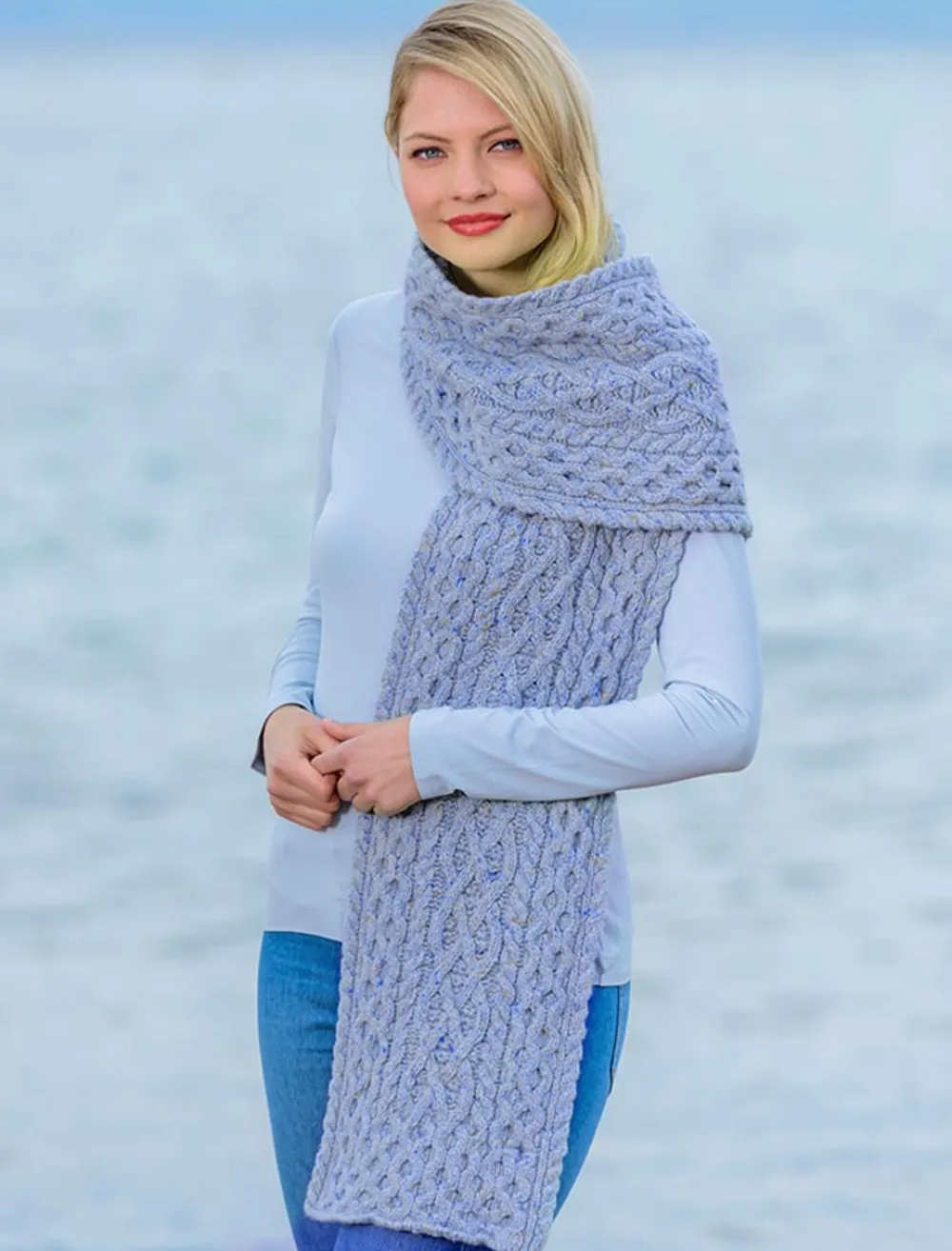 Best Sale Women's Wool Cashmere Aran Honeycomb Scarf Women Knitted Wool Scarves