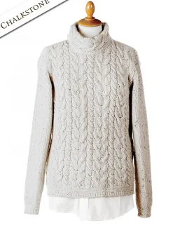 Clearance Wool Cashmere Aran Horseshoe Cable Sweater Women Sweaters