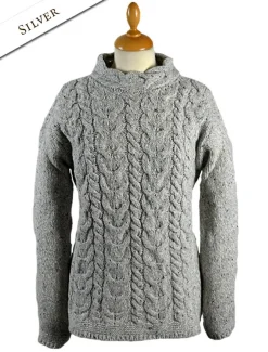 Clearance Wool Cashmere Aran Horseshoe Cable Sweater Women Sweaters