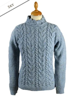 Clearance Wool Cashmere Aran Horseshoe Cable Sweater Women Sweaters