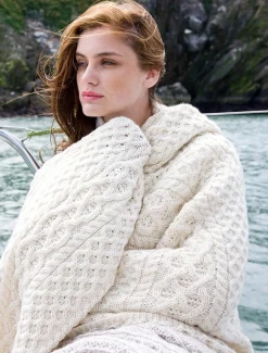 Best Sale Wool Cashmere Aran Throw Knitted Wool Throws