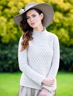 Discount Wool Cashmere Aran Trellis Sweater Women Sweaters