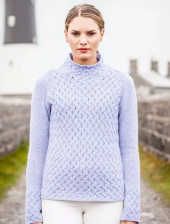 Discount Wool Cashmere Aran Trellis Sweater Women Sweaters