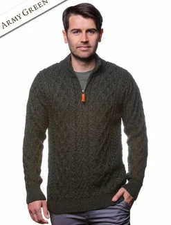 Shop Zip-Neck Aran Sweater Sweaters